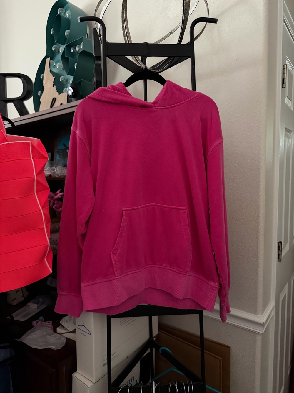 Women’s Fuchsia Hooded Pullover Sweatshirt